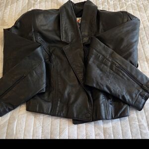 Phenix Women's Classic Black Leather Jacket SMALL SUPER CUTE.